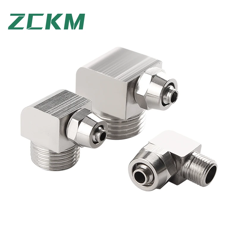 PL Series  2 way pneumatic fittings L type Copper Locking Tube fittings air hose quick connect male thread elbow air fittings