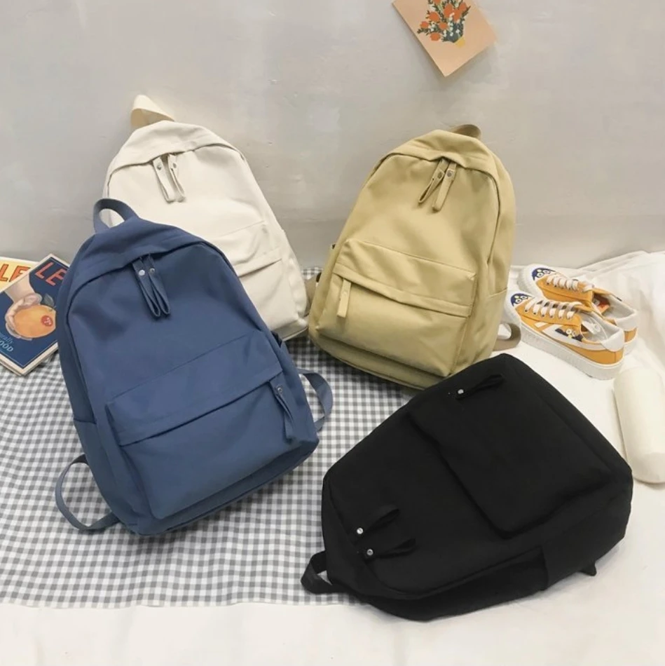 Wholesale No print Schoolbag Junior High School Female Korean Version College Student Backpack High School Large Capacity Bag