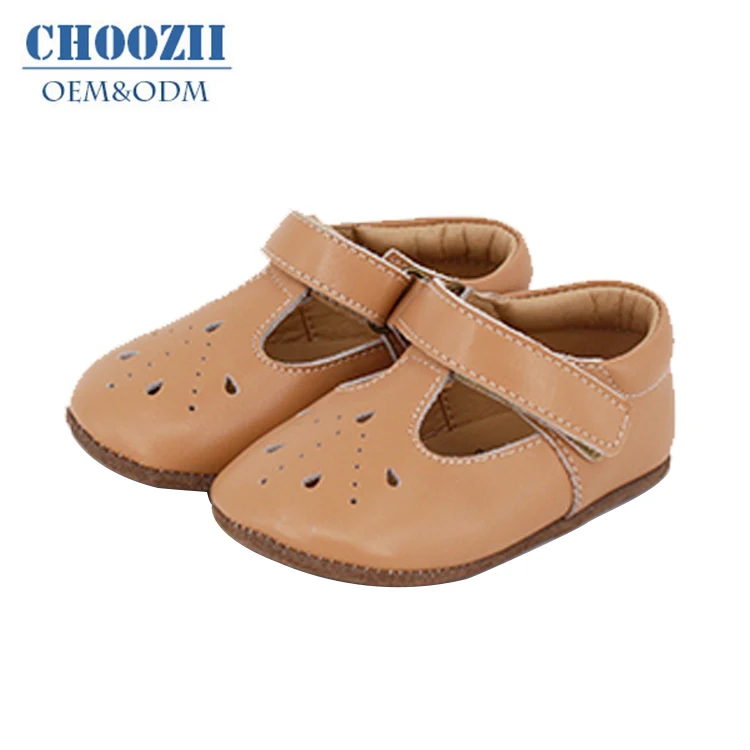 Hot Selling Genuine Leather Baby Moccasins T Bar Girls Shoes Sole Leather Baby Shoes Litter Girls
