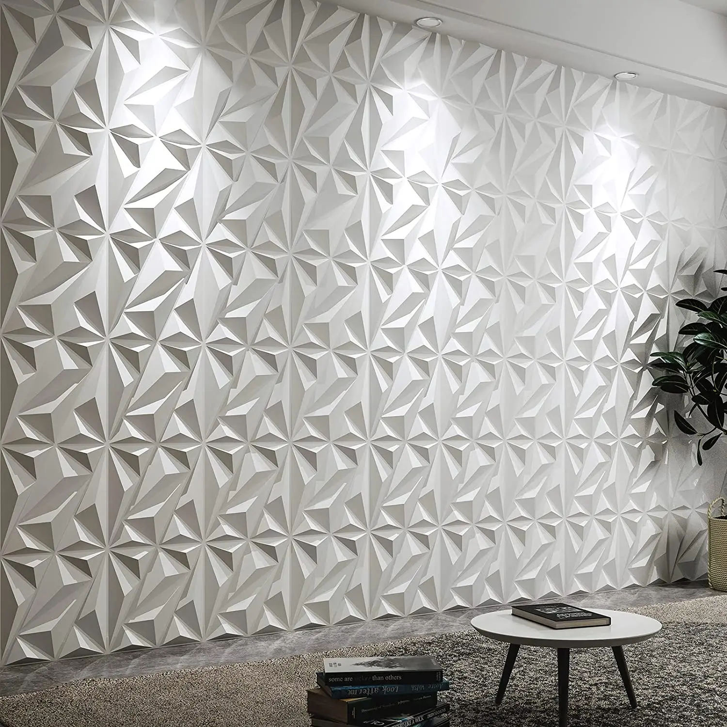 Interior beautiful decoration black diamond pvc 3d wall panels 50*50cm and ceiling panel