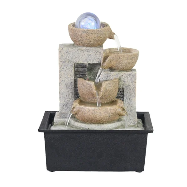 2018 Polyresin Boy Girl Hand Pump Water Fountain