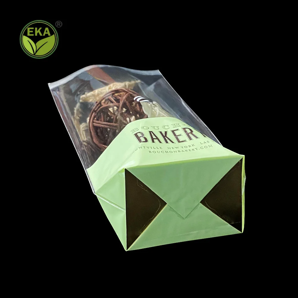 Minlee Biodegradable Christmas Cookies Packaging Block Bottom Halloween Candy Gift Clear Custom Printed Cellophane Bags