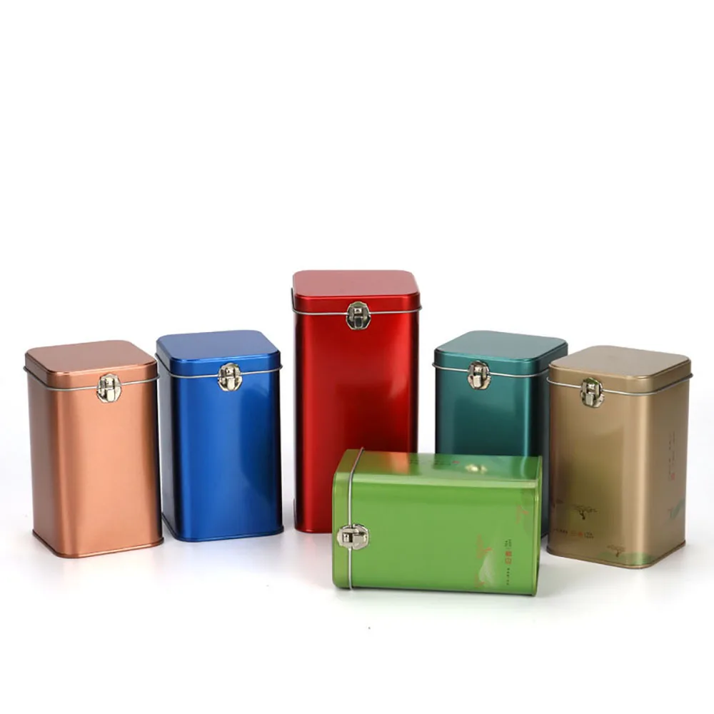 Factory wholesale 92*92*180mm with lock packaging cream cake coffee cookies tinplate empty tea tin cans