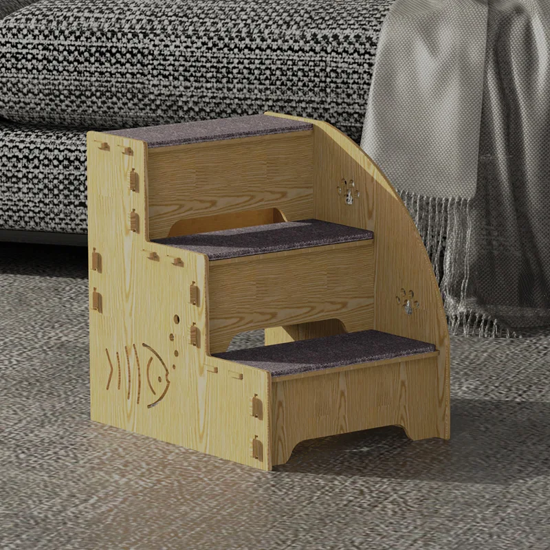 Foldable wood durable cat Dog Pet Stairs for bed sofa With anti slip pad