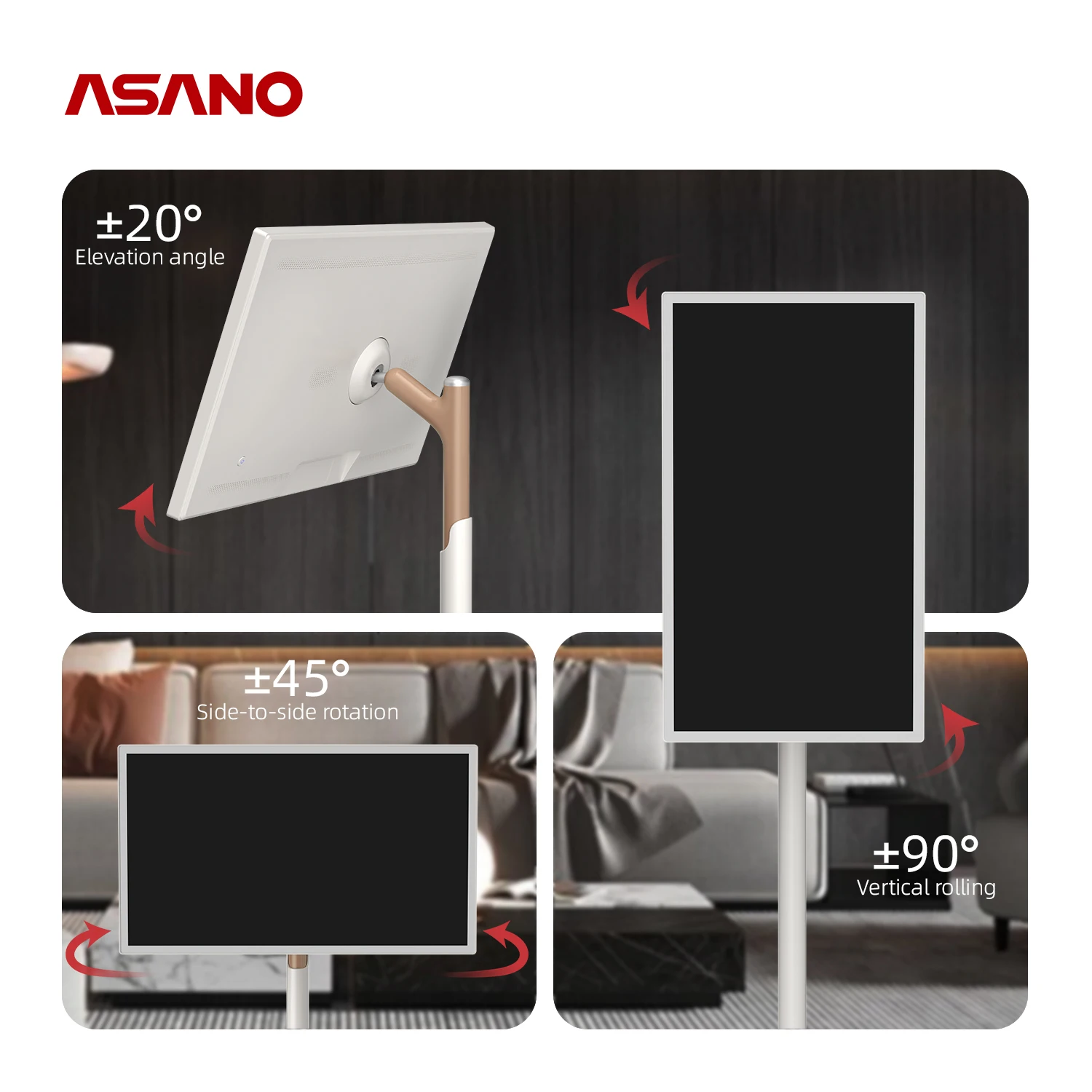 Indoor Smart Tablet Screen 90 Degree Rotatable Live Streaming Ips Panel Display Android Stand Tv 32 Inch Touch Moving Screen