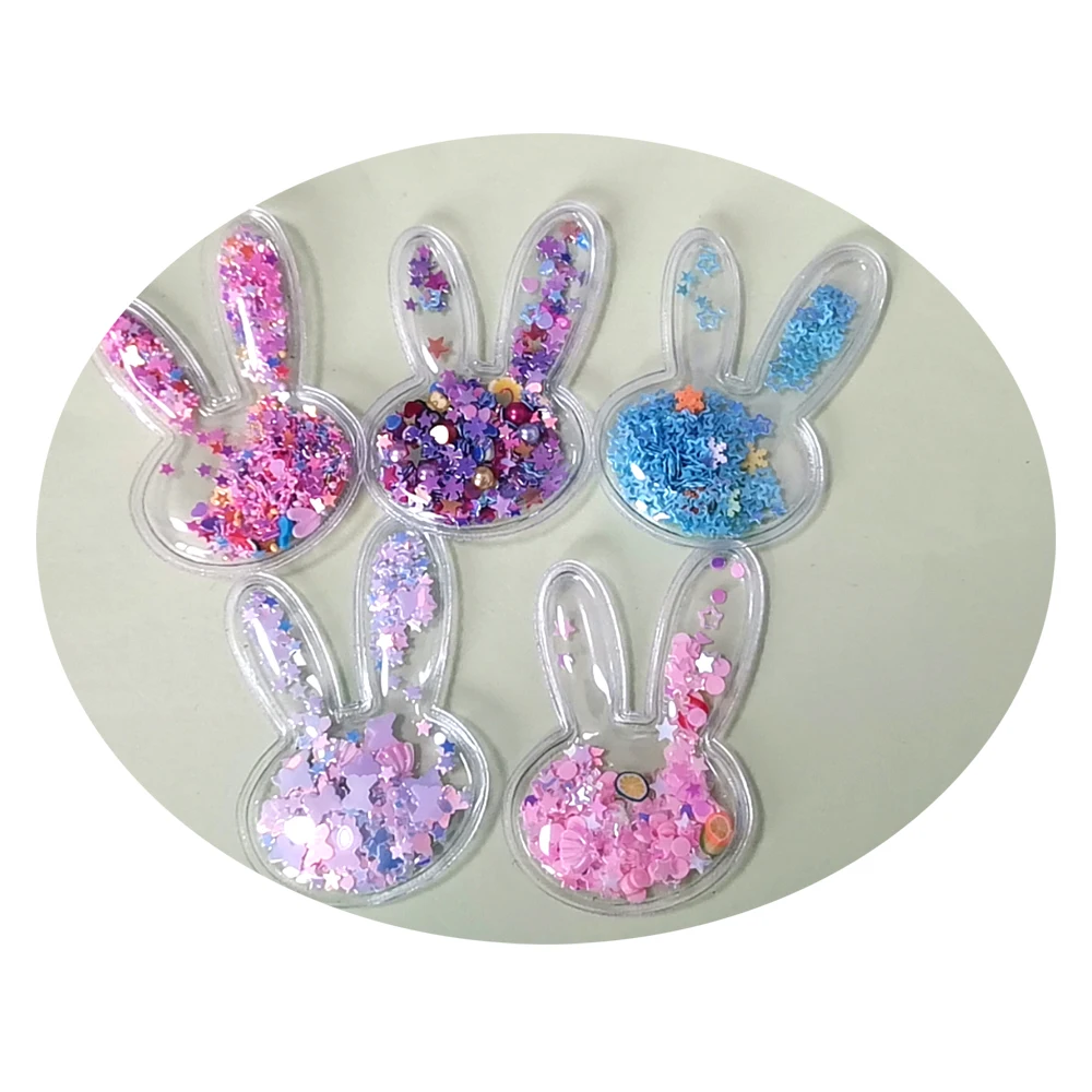 100pcs Soft Glitter Transparent Quicksand Star Crown Heart Flower Bowknot Hair Accessories DIY Hair Pins For Phone Case Decor