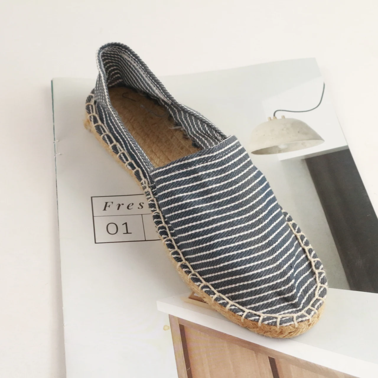 Fashion Espadrilles Classic Women Flat Canvas Sneaker Casual Shoes Jute Slip-on Lazy Shoes In Summer