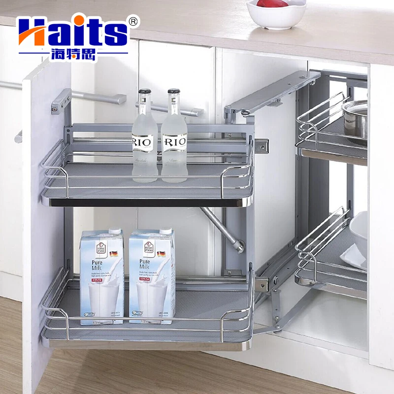 Pull Out Cabinet Kitchen Magic Corner Basket Wire Elevator Storage Basket Organizer Rack