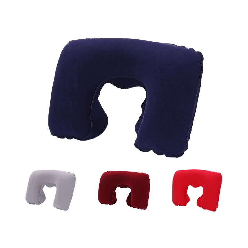 portable Blue air flight head rest inflatable neck pillow neck pillow lumbar support medical polyester travel pillow