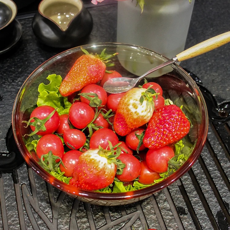 Hot selling crystal glass fruit bowl tableware high borosilicate amber glass table set wholesale