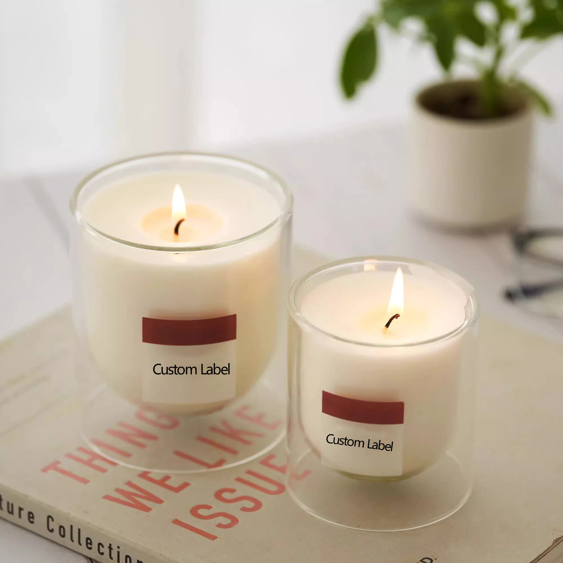 Double Wall Borosilicate Jar Candle Holder Custom Luxury Design Cylinder Glass Candle Jar For Candle Making