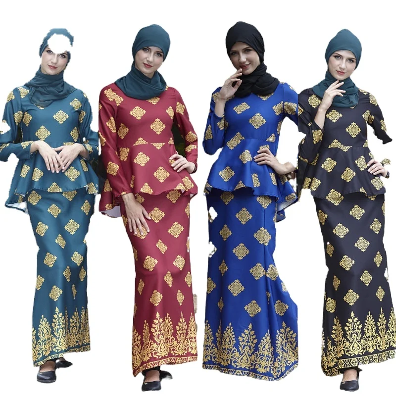 Горячая новинка 2020, мусульманское платье из двух частей с принтом, мусульманское женское платье, платья для мусульманских девушек