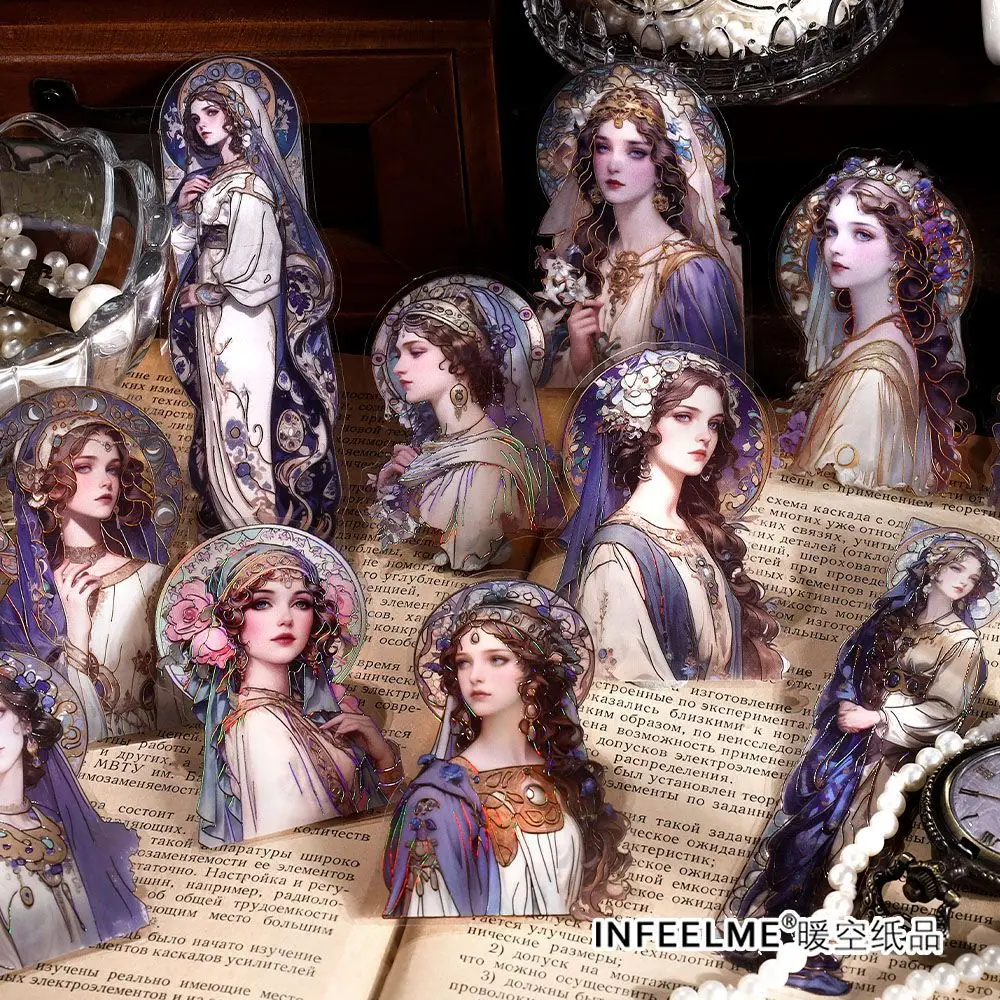 10 sheets/pack, PET stickers, romantic imagination series, hot stamping, character tent decoration materials, 4 styles