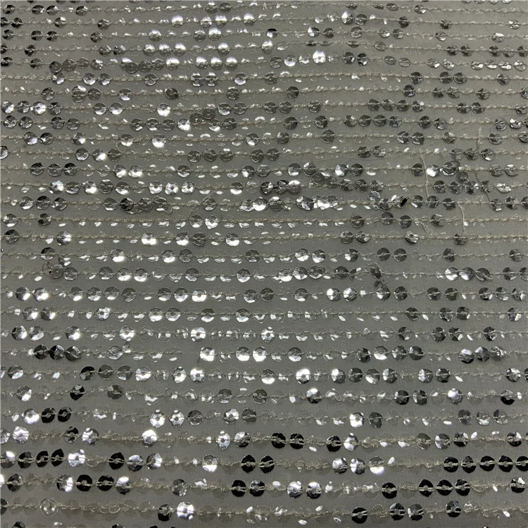 Fancy embroidered polyester fish scale 5mm full sequin chiffon embroidery fabric for women garment