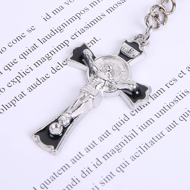 Custom designs Catholic metal color jesus cross christian keychains
