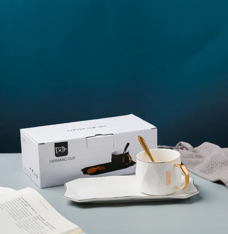 Nordic luxury breakfast tableware set ceramic dessert cup coffee mug custom logo