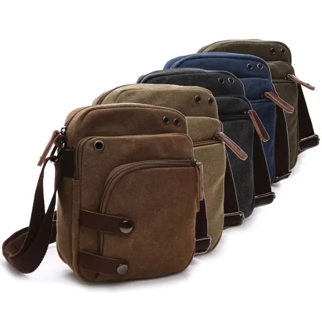 Brown Mens Canvas Small Tactical Black Military Laptop school Colleague Leather Cute Vintage Crossbody Bag Men