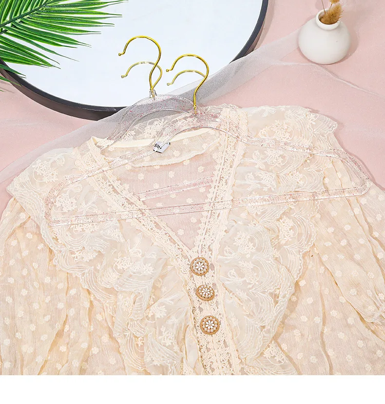 2024 High Quality PS Plastic Clear Hanger Gold Glitter Plastic Hanger for Women Clothes Store