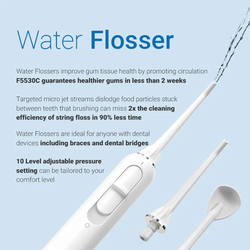 F5530C Flossing Toothbrush Pressure Sensor Sonic Toothbrush and Desktop Electric Flosser Water Floss Tooth Brush