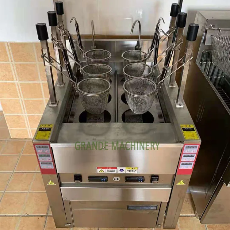 3/6/9 Heads Spaghetti Ramen Cooking Machine Pasta Boiler Gas Restaurant Commercial Pasta Noodle Cooker With Strainer