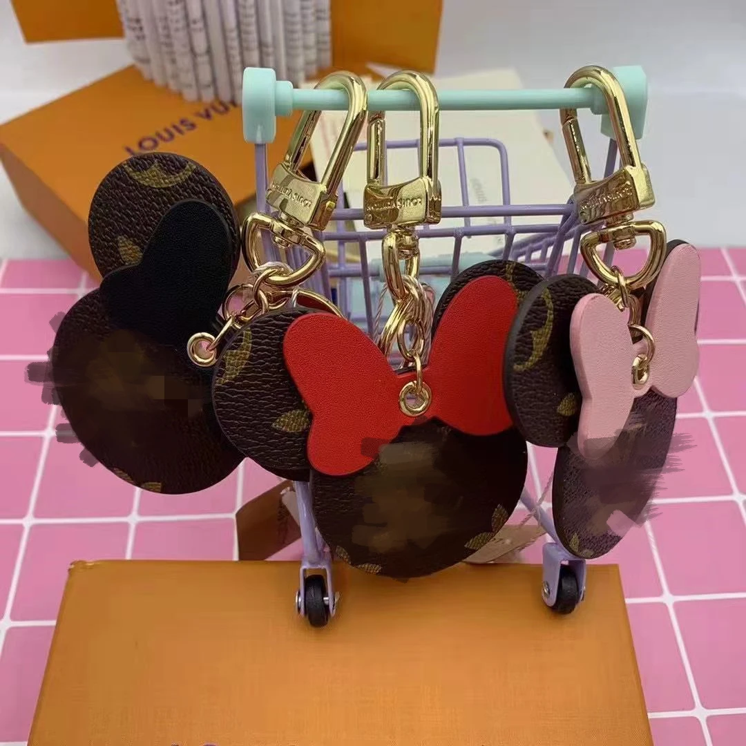 Amazon Hot sale luxury cute mickey keychains leather key chains designer keychain car keychain