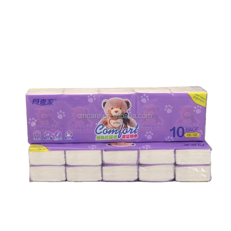 Wholesale Promotional Customized Wallet Pocket Tissue Pack Soft Paper Handkerchief Manufacturer Disposable Facial Tissue