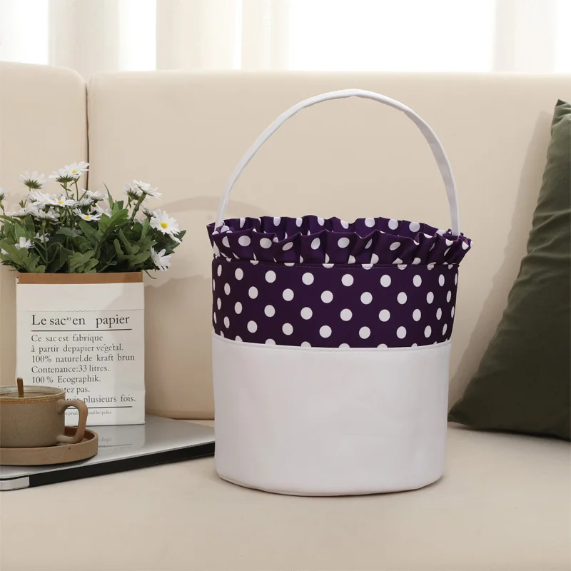 Personalized Decoracion Halloween Basket Kid Trick or Treat Bag Candy Polka Dot Orange Halloween Bucket