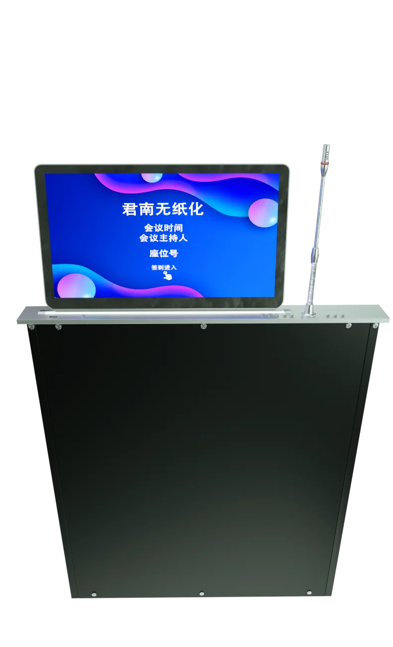Smart moterize paperless conference system Remote Control Hidden Desk Motorized Computer LCD Monitor Lift