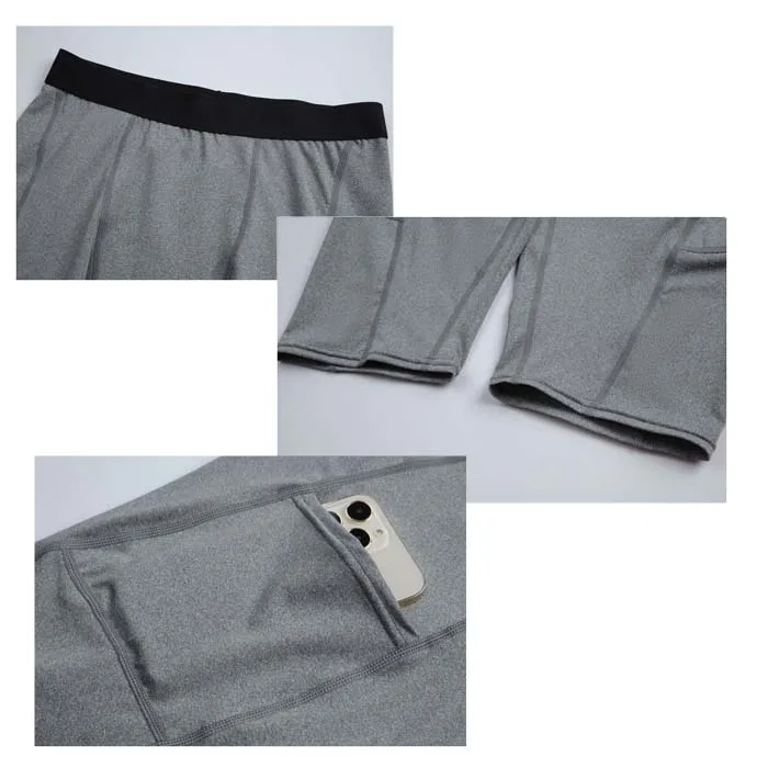 Mens Compression Shorts Gym Running Short Tights Breathable Fitness Workout Shorts with Phone Pockets shorts for men fitness