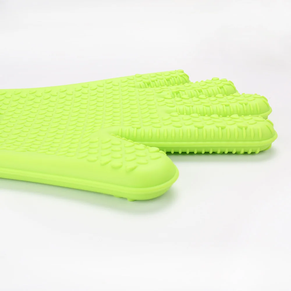 Baking and Grilling Oven Mitts Silicone and Cotton Double-layer Heat Resistant Gloves Silicone Oven BBQ Gloves