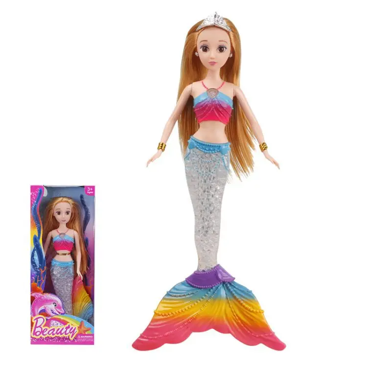 Mermaid Doll Set Colorful Light Music Princess Mermaid Enamel Doll Girl Gift