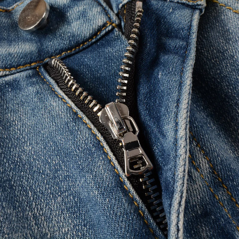 Rts For 606 dropshipping fashion new biker jeans bikers  ripped relaxed fit biker jeans