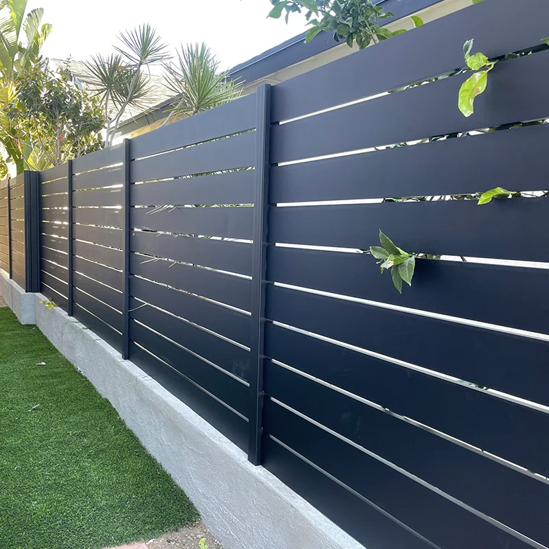 HYAP-S000 W2mxH1.5m Semi-privacy Aluminum Slat Fence Screen Outdoor Privacy Panels Black Fence Aluminum