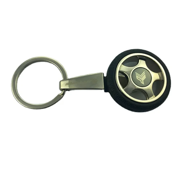 Cool Rotatable Designer Car Parts Tire Vehicle Tyre Keyring Metal Keychain Fashion Key Chain