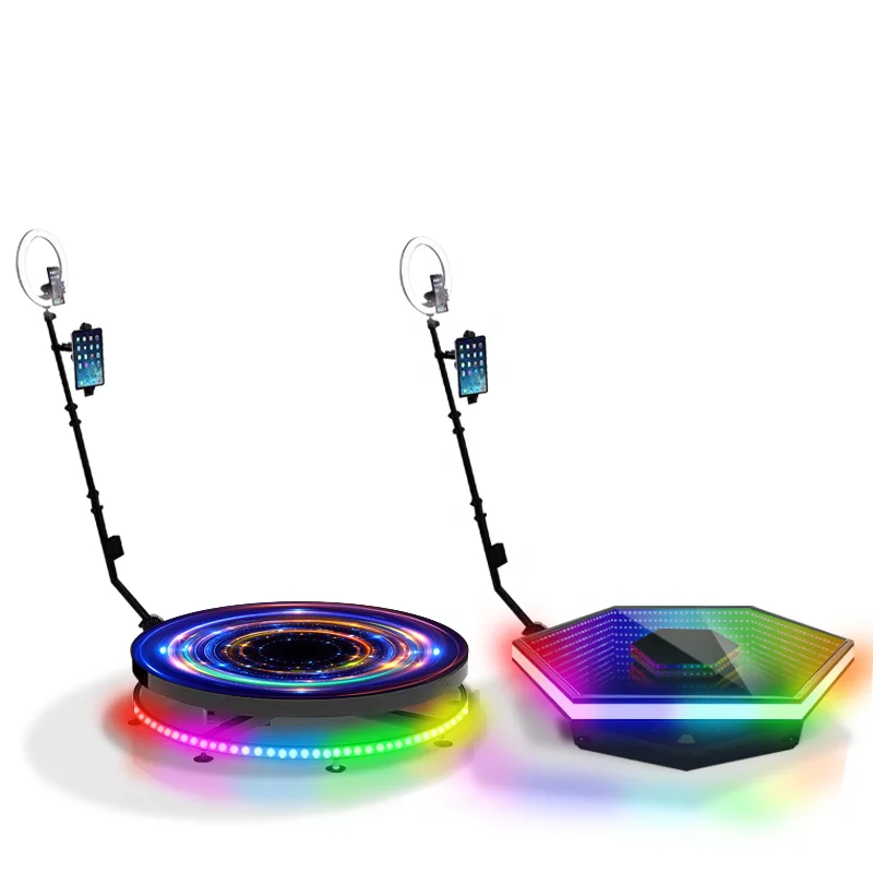 Platform Colored Light Enent Spin 360 Video Ring Light Booth Rotated Portable Photobooth 360 Camera Photo Booth For Parties