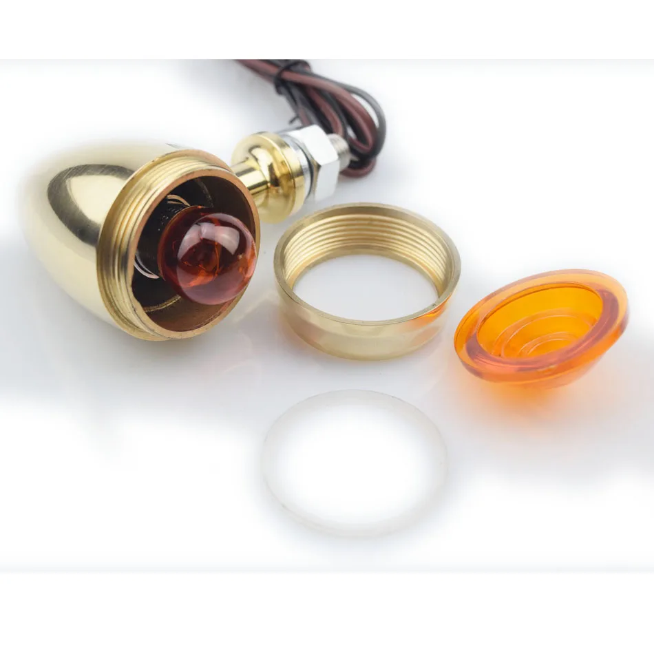 Motorcycle Round Brass Turn Signal Lights For Harley Aftermarket Retro Brass Turn Light