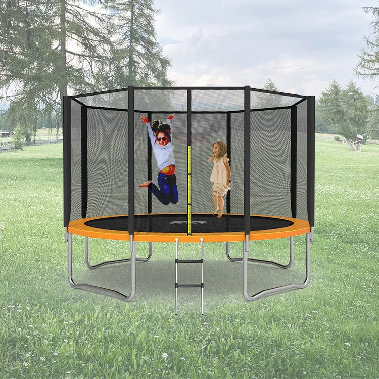 Zoshine 8ft-14ft Outdoor Trampoline with Non-Slip Stainless Steel Ladder PVC and Nylon Straight Bar Enclosed Net by Zoshine