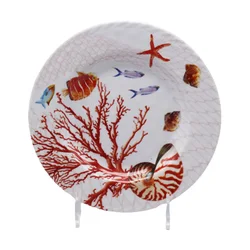 Wholesale Marine Coral Shell Design Melamine Plastic Tableware Soup Plate dinnerware