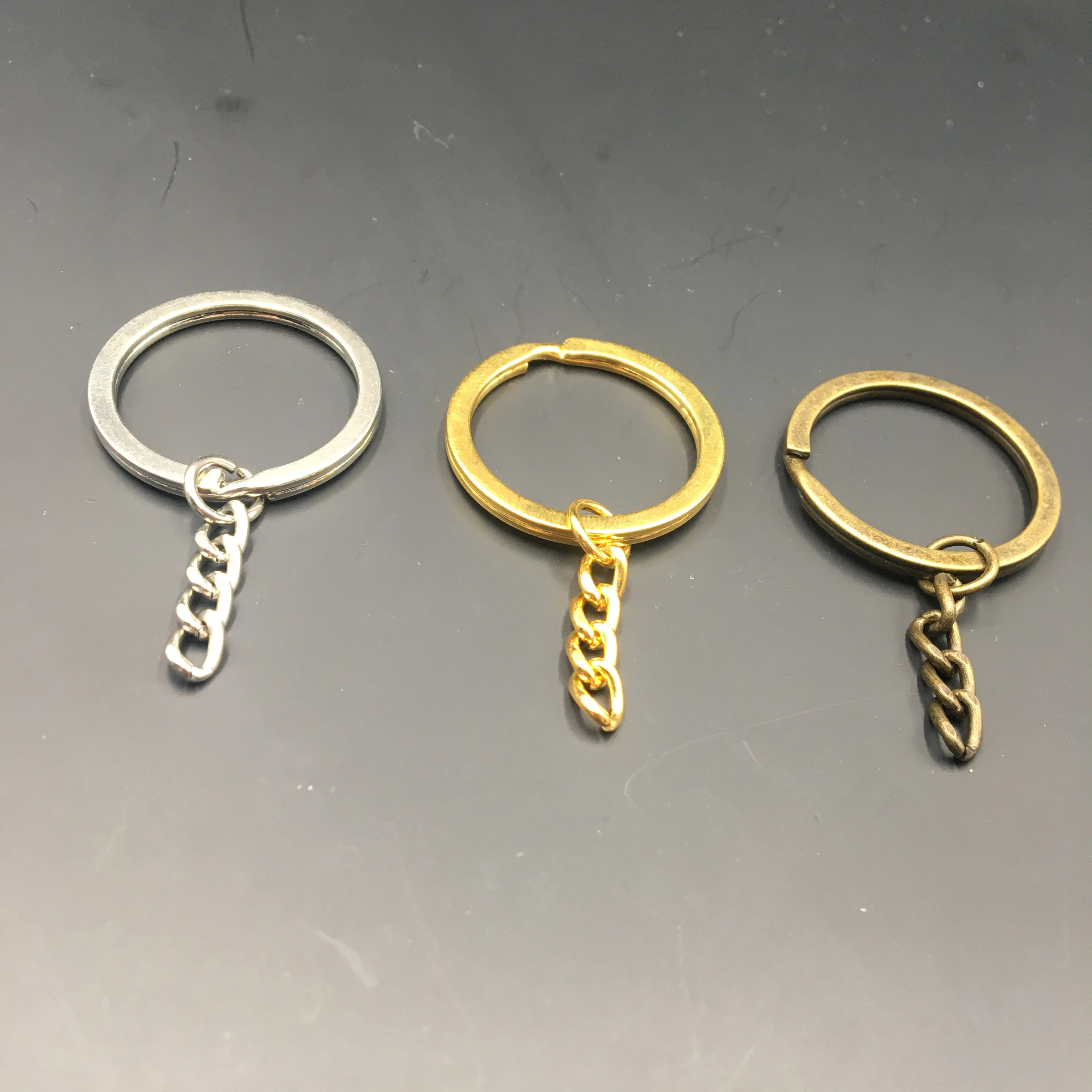 1.5*25 mm stainless steel iron round split rings keyring with chain