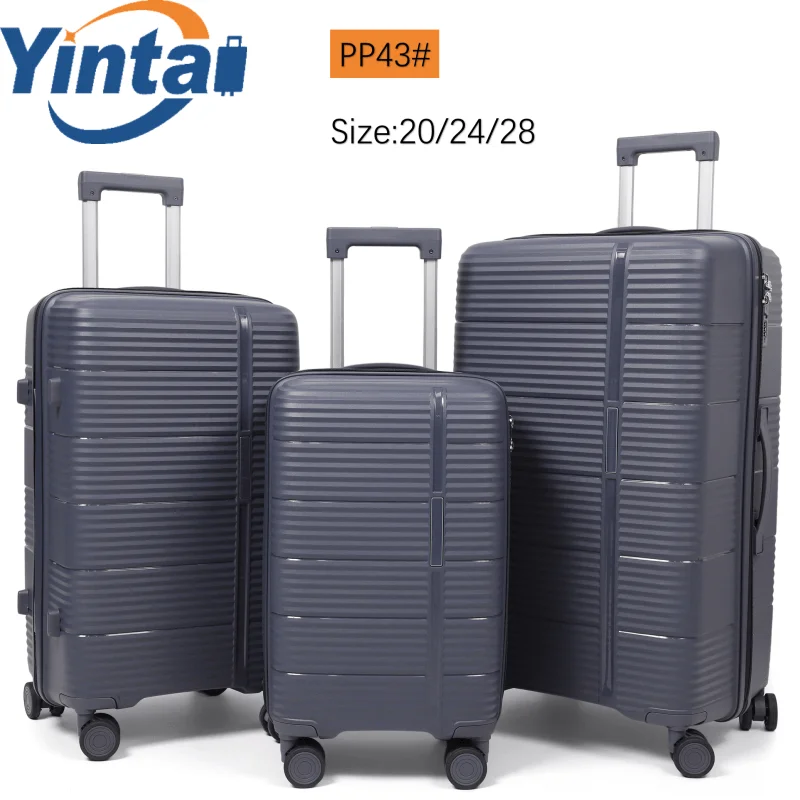 High quality Fashional travel PP hard shell large capacity multi color fashionable suitcase luggage case set