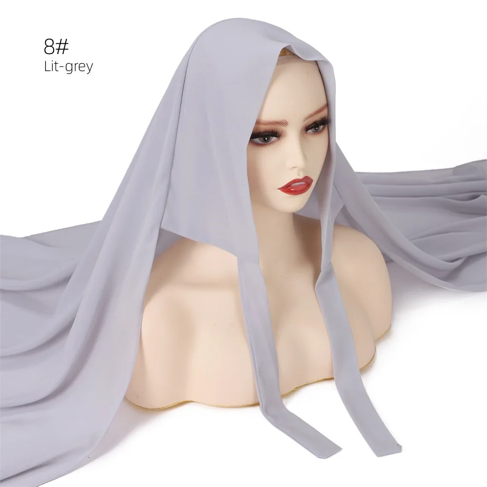 2023 new design Muslim chiffon instant hijab scarf fashion tie scarf malaysia arab hijab QK237