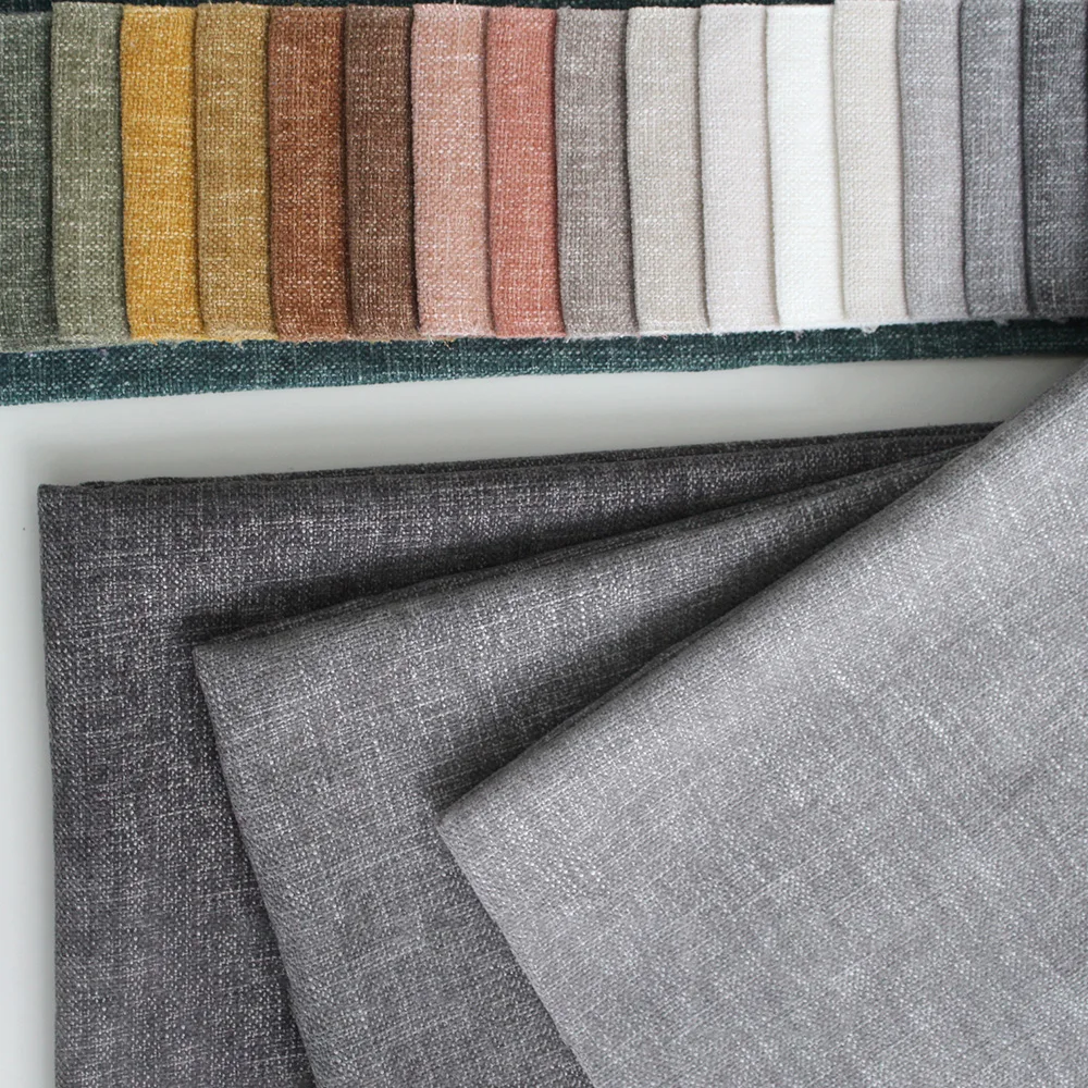 Hot Selling Linen Sofa Fabric 100 Polyester Woven Upholstery Fabric For Sofa Furniture