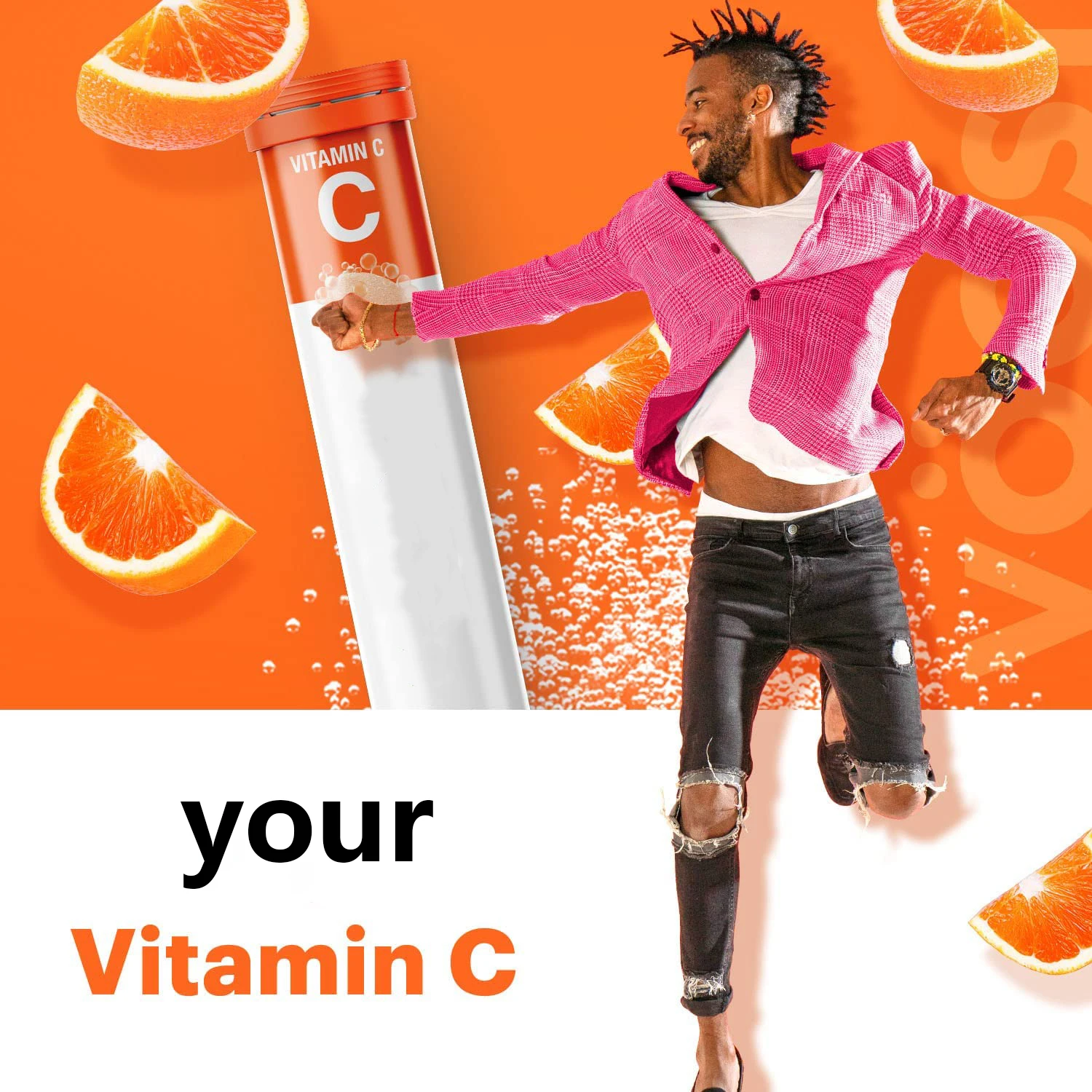 Zinc electrolyte vitamin C 1000mg immune support effervescent vitamin beverage sugar free exercise supplement