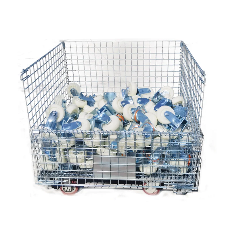 4 Wheels Steel Metal Cargo Storage Cage Wire Mesh Container
