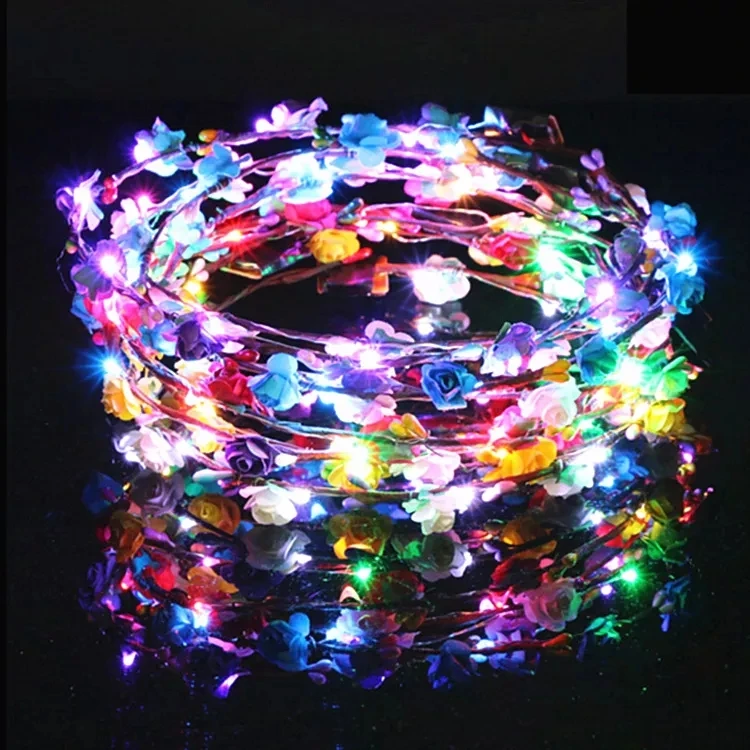 Party Hair Flower Band  For Girls With Light LED Plastic Flower Crown Headband For Bridal Shower Bridesmaid Gifts Party Hair