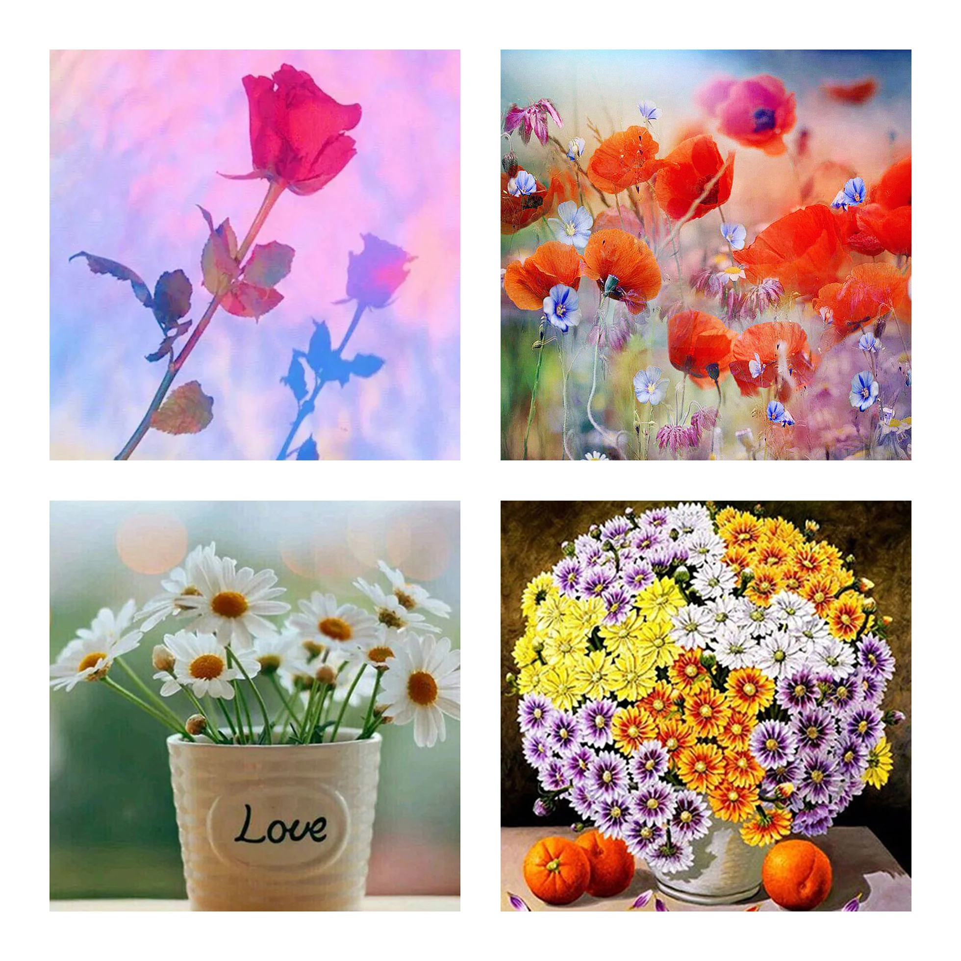 Алмазная 5D картина «красные цветы», Набор для вышивки крестиком с полными квадратными/круглыми стразами, украшение для дома, праздничные подарки