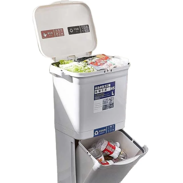 2024 multifunctional Waste Bins For Kitchen Garbage Sorting Household trash can With Cover