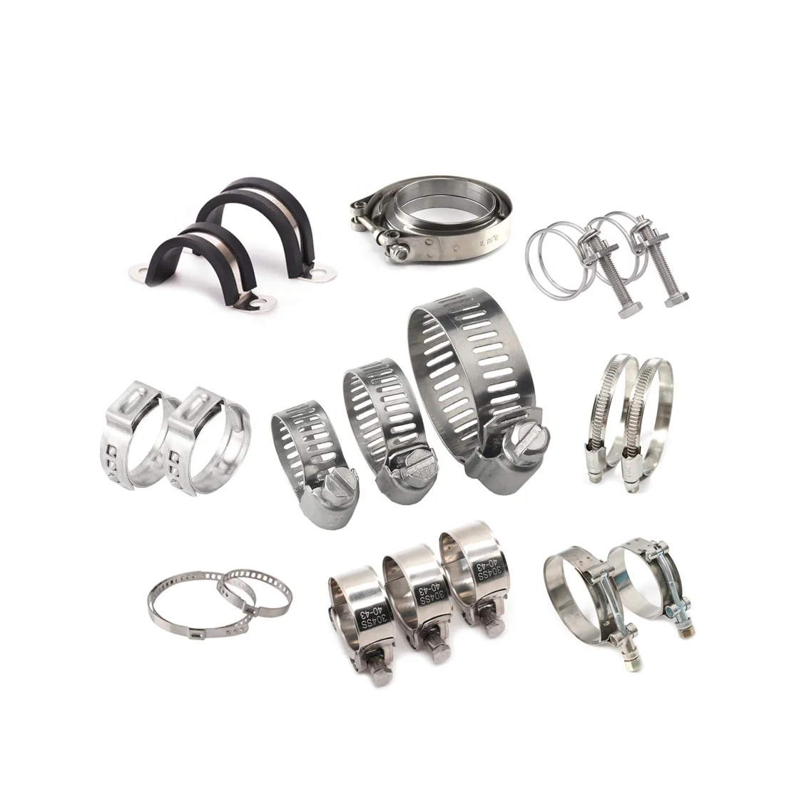 Stainless steel tube clamp worm drive hose clamp fuel line plumbing industrial automotive hose clip clamp