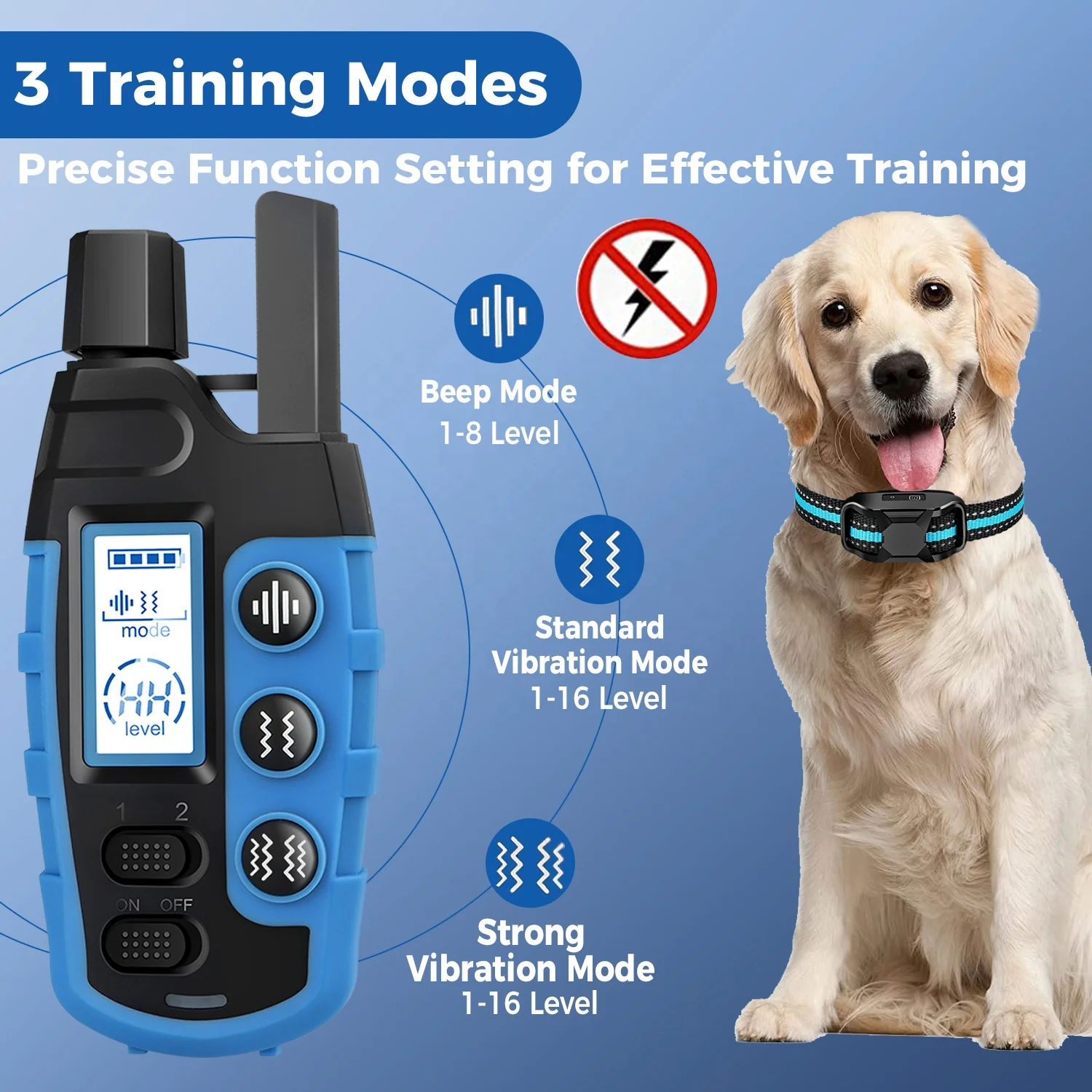 2024 Europe Hot Selling Dog Training Collar Human No Shock IP67 E-Collar with 3300Ft Remote Range for Small Medium Large Dogs