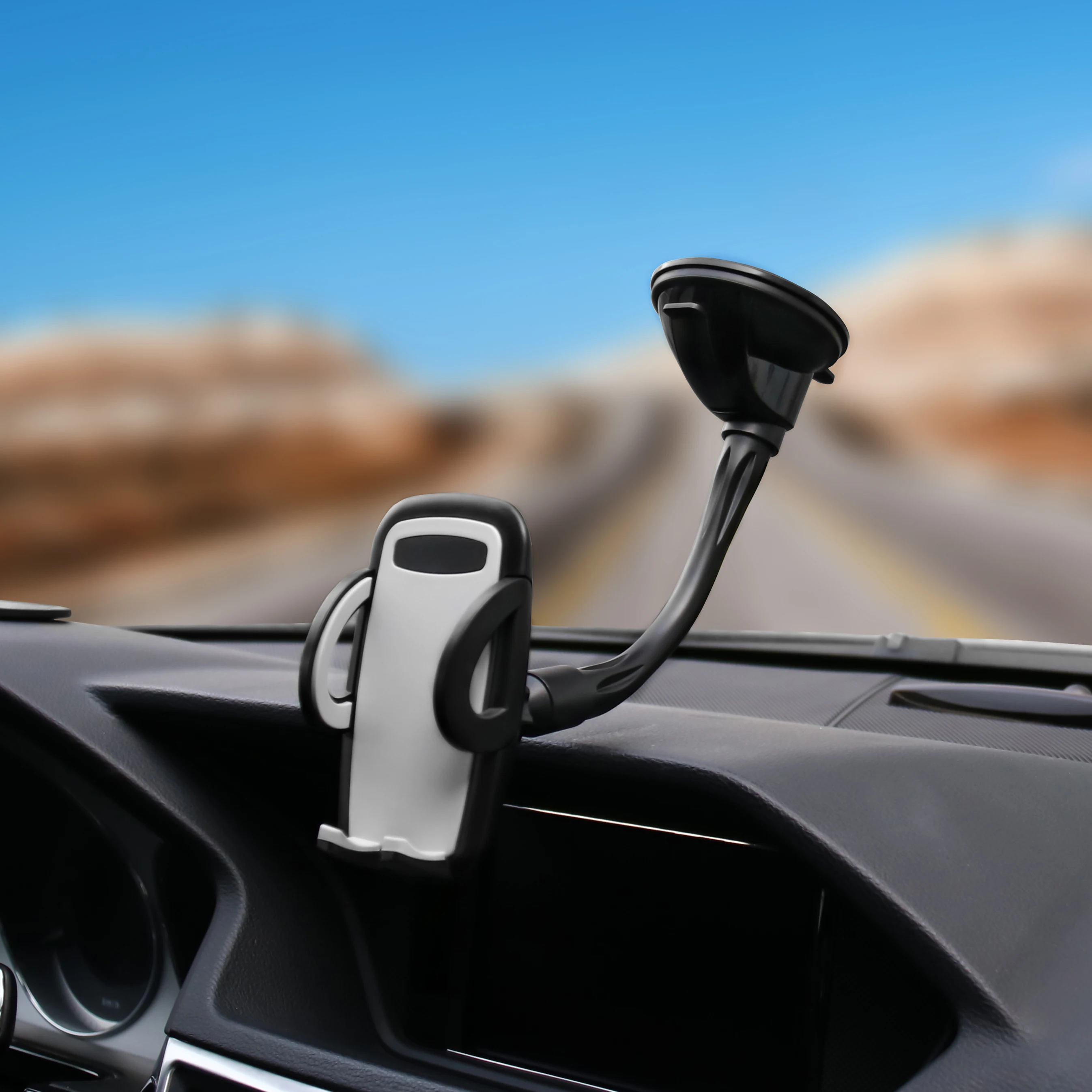 Вращающийся на 360 градусов гибкий автомобильный держатель для мобильного телефона с гусиной шеей нескользящее лобовое стекло Легкое крепление Лучшее универсальное